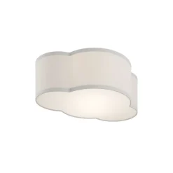Plafondlamp Cloud van textiel, lengte 41 cm, grijs