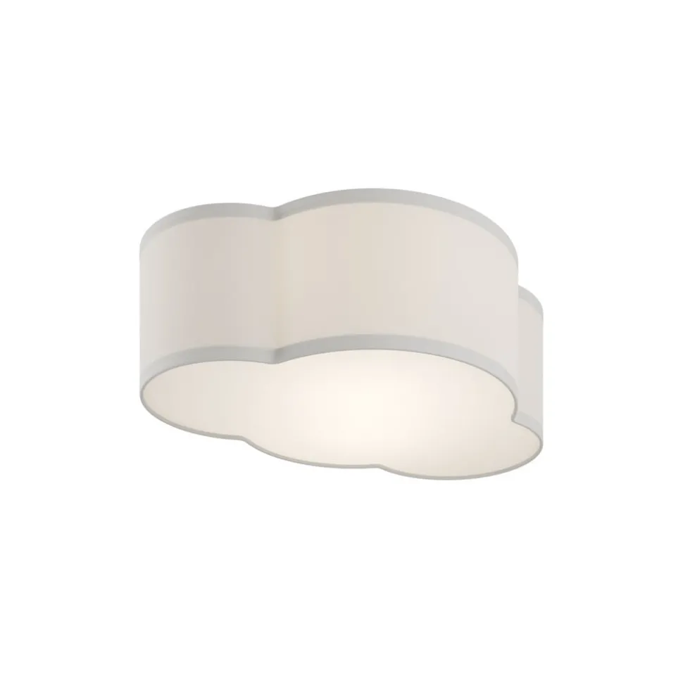 Plafondlamp Cloud van textiel, lengte 41 cm, grijs