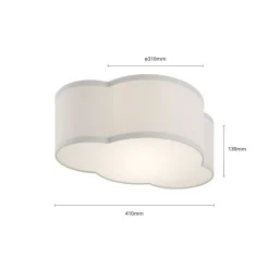 Plafondlamp Cloud van textiel, lengte 41 cm, grijs
