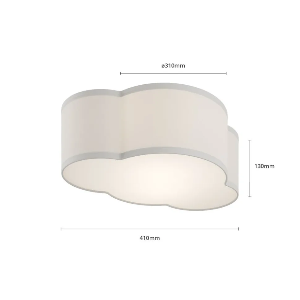 Plafondlamp Cloud van textiel, lengte 41 cm, grijs