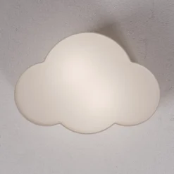Plafondlamp Cloud van textiel, lengte 41 cm, grijs