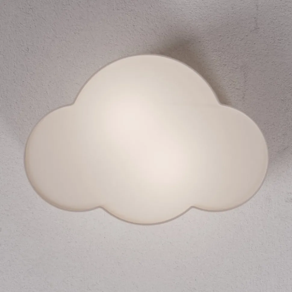 Plafondlamp Cloud van textiel, lengte 41 cm, grijs