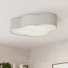 Plafondlamp Cloud van textiel, lengte 62 cm, grijs
