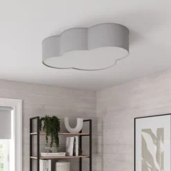 Plafondlamp Cloud van textiel, lengte 62 cm, grijs
