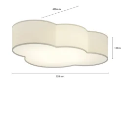 Plafondlamp Cloud van textiel, lengte 62 cm, grijs