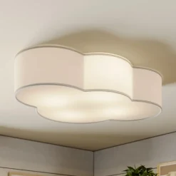 Plafondlamp Cloud, wit, textiel, lengte 62 cm, E27, 4-lamps.