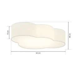 Plafondlamp Cloud, wit, textiel, lengte 62 cm, E27, 4-lamps.