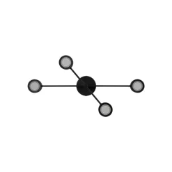 Plafondlamp Clyde Flex, 4-lamps, 2 schragen, zwart