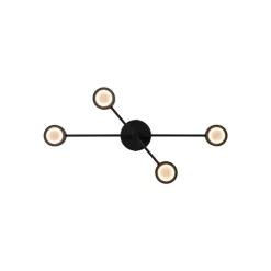 Plafondlamp Clyde Flex, 4-lamps, 2 schragen, zwart