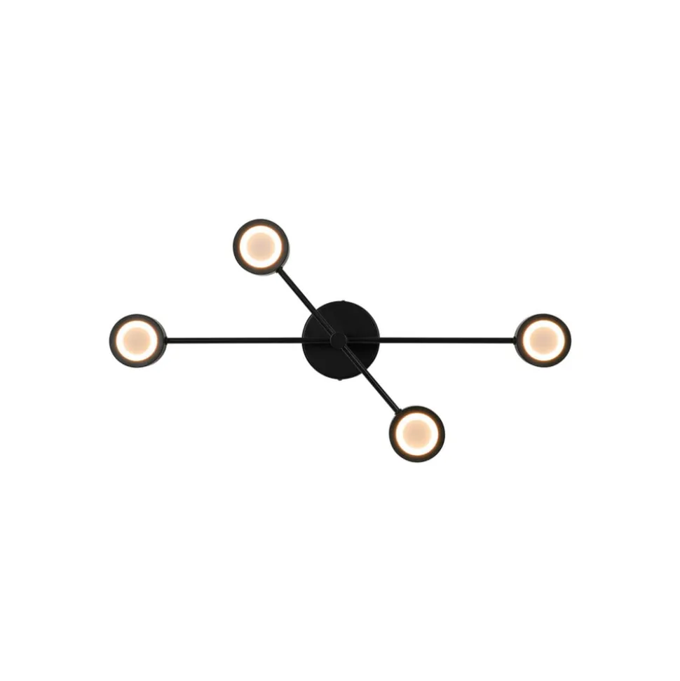 Plafondlamp Clyde Flex, 4-lamps, 2 schragen, zwart
