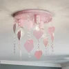 Plafondlamp Corazon in roze met hartjes