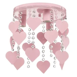 Plafondlamp Corazon in roze met hartjes