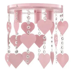 Plafondlamp Corazon in roze met hartjes