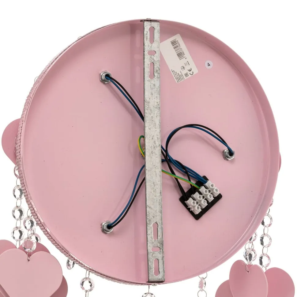 Plafondlamp Corazon in roze met hartjes