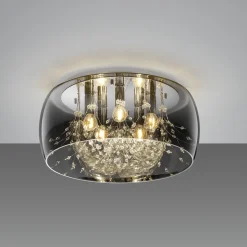 Plafondlamp Crystel van glas, chroom, Ø 50 cm