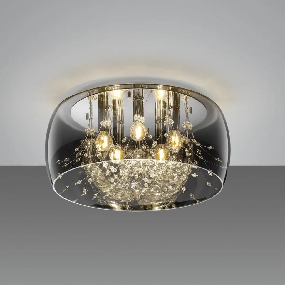 Plafondlamp Crystel van glas, chroom, Ø 50 cm