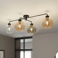 Plafondlamp Cubus 4-lamps helder/amber/grijs