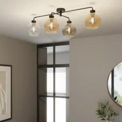 Plafondlamp Cubus 4-lamps helder/amber/grijs