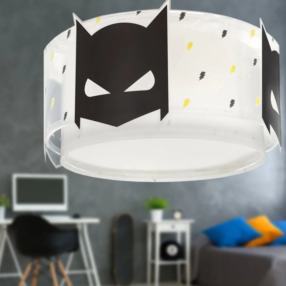 Plafondlamp Dalber Dark Hero, wit/zwart, Ø 33 cm