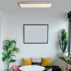 Plafondlamp Doro, lengte 80 cm, donker hout, hout, CCT