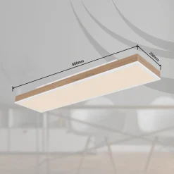 Plafondlamp Doro, lengte 80 cm, donker hout, hout, CCT