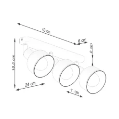 Plafondlamp Elba, 40 cm, 3-lamps, wit, metaal, E27