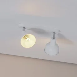 Plafondlamp Elba, 34 cm, 2-lamps, wit, metaal, E27