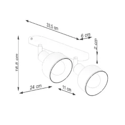 Plafondlamp Elba, 34 cm, 2-lamps, wit, metaal, E27