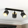 Plafondlamp Esteperra zwart/goud 3-lamps