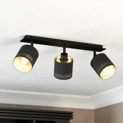 Plafondlamp Esteperra zwart/goud 3-lamps