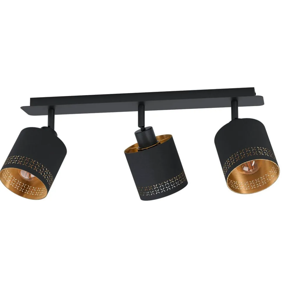 Plafondlamp Esteperra zwart/goud 3-lamps