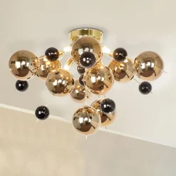 Plafondlamp Explosion met gouden bollen