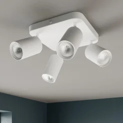 Plafondlamp Eye Spot 4-lamps vierkant, wit