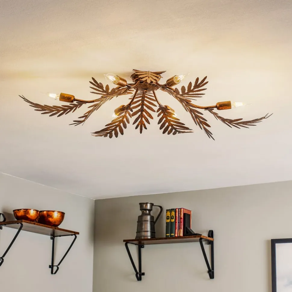 Plafondlamp Felce als varen in brons, 105 x 60 cm