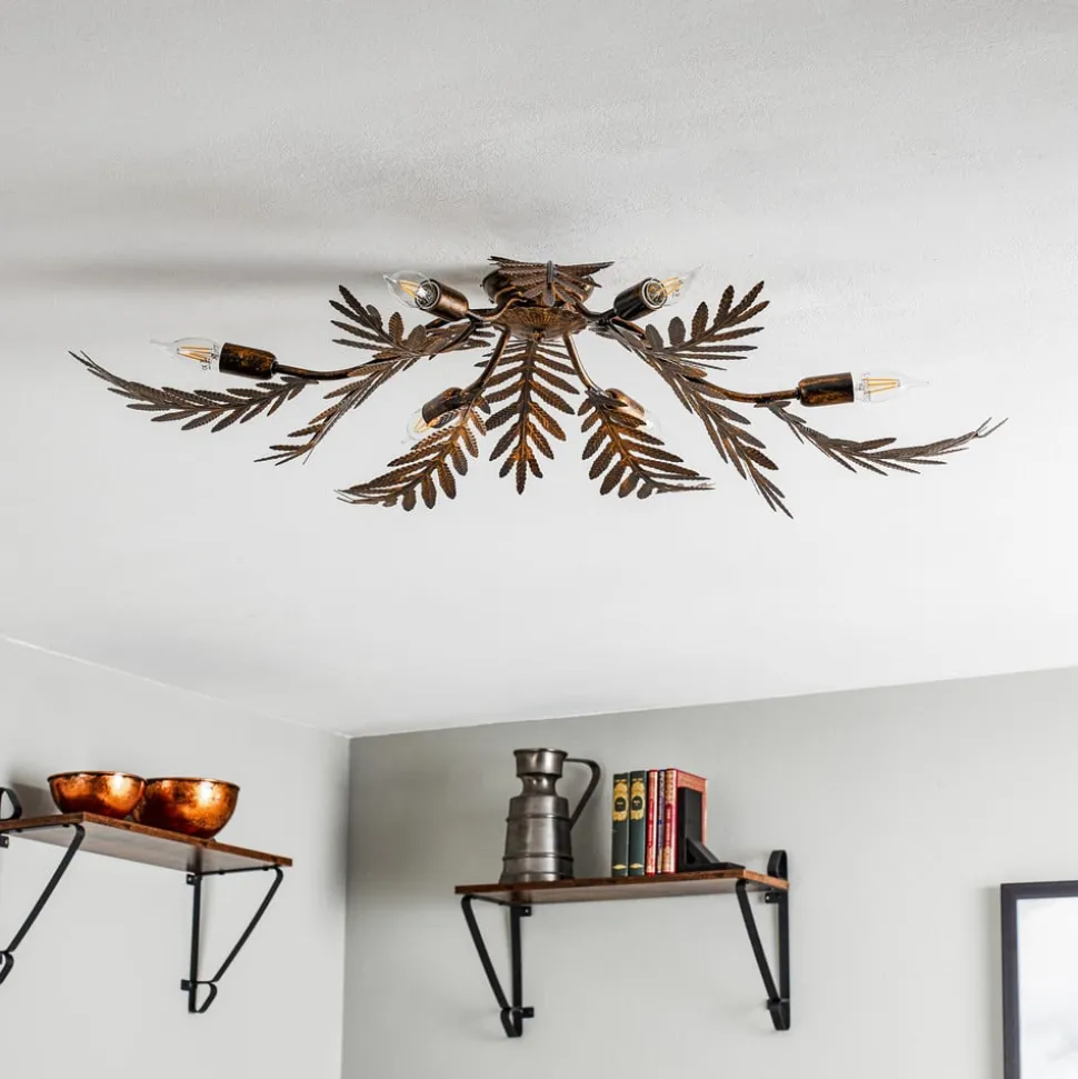 Plafondlamp Felce als varen in brons, 105 x 60 cm