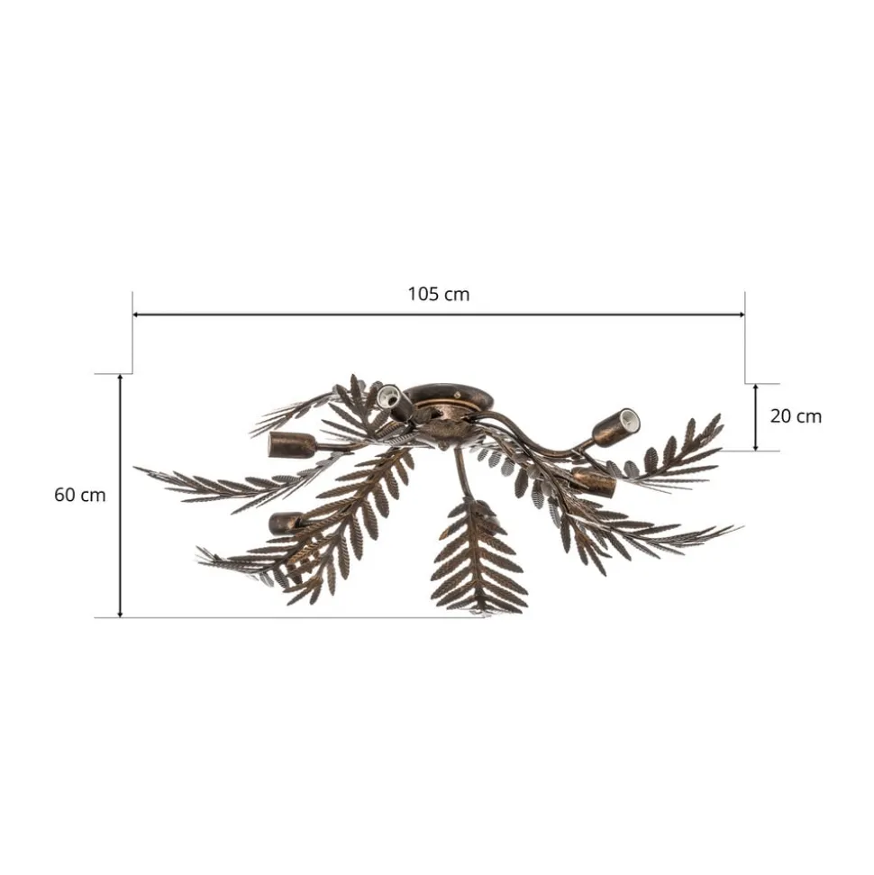 Plafondlamp Felce als varen in brons, 105 x 60 cm