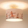 Plafondlamp Ferdi Kids, textiel, wit, bont