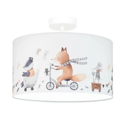 Plafondlamp Ferdi Kids, textiel, wit, bont