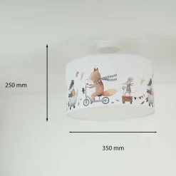 Plafondlamp Ferdi Kids, textiel, wit, bont