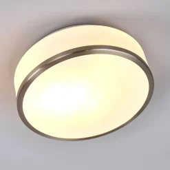 Plafondlamp Flush IP44, Ø 28cm, zilver gesatineerd