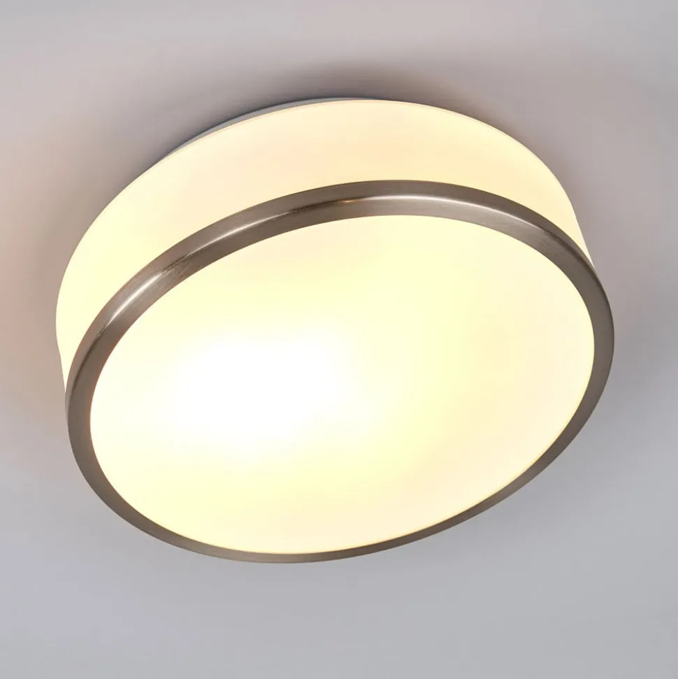 Plafondlamp Flush IP44, Ø 28cm, zilver gesatineerd