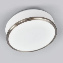 Plafondlamp Flush IP44, Ø 28cm, zilver gesatineerd