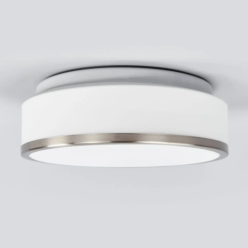 Plafondlamp Flush IP44, Ø 28cm, zilver gesatineerd