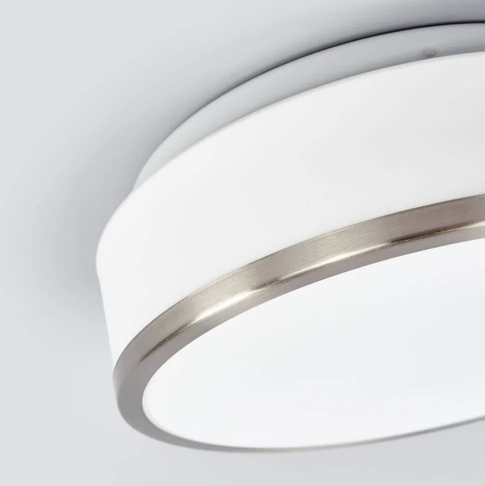 Plafondlamp Flush IP44, Ø 28cm, zilver gesatineerd