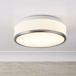 Plafondlamp Flush IP44, Ø 28cm, zilver gesatineerd