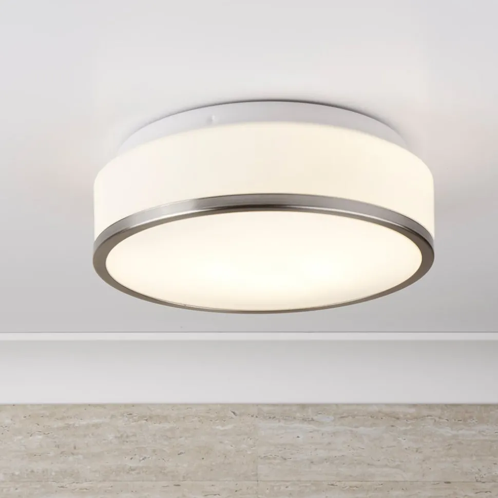 Plafondlamp Flush IP44, Ø 28cm, zilver gesatineerd