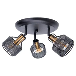 Plafondlamp Foro, 3-lamps, zwart/goud