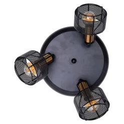 Plafondlamp Foro, 3-lamps, zwart/goud