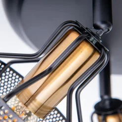 Plafondlamp Foro, 3-lamps, zwart/goud