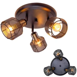 Plafondlamp Foro, 3-lamps, zwart/goud